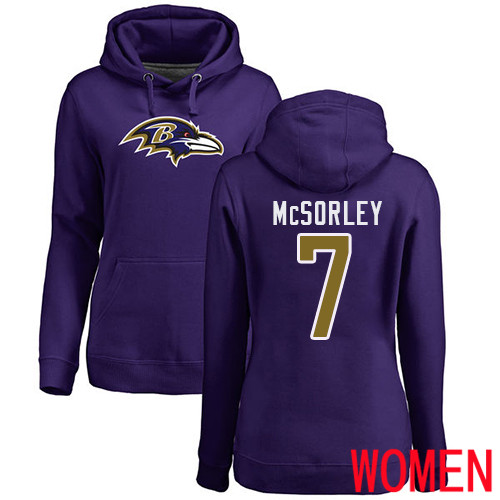 Baltimore Ravens Purple Women Trace McSorley Name and Number Logo NFL Football #7 Pullover Hoodie Sweatshirt->nfl t-shirts->Sports Accessory